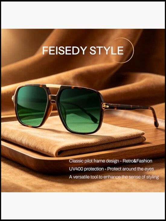 Retro Square Aviator Sunglasses Oversized UV400 Protection Unisex main image 7